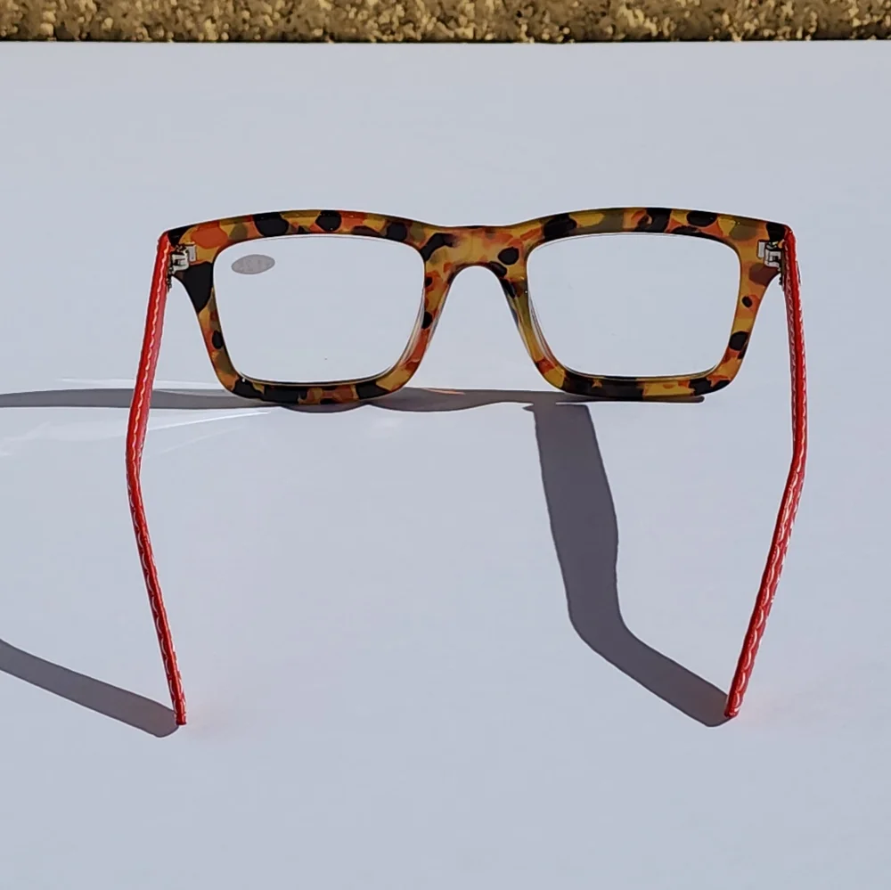 Ryan Simkhai Women's Amber Tortoise Red Vegan Leather Anti-Scratch Lense Readers